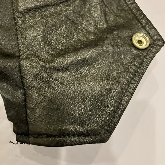 Branded Garments Black Leather Vest Joe Camel Cigarettes Logo Women's L Pockets - Picture 8 of 12